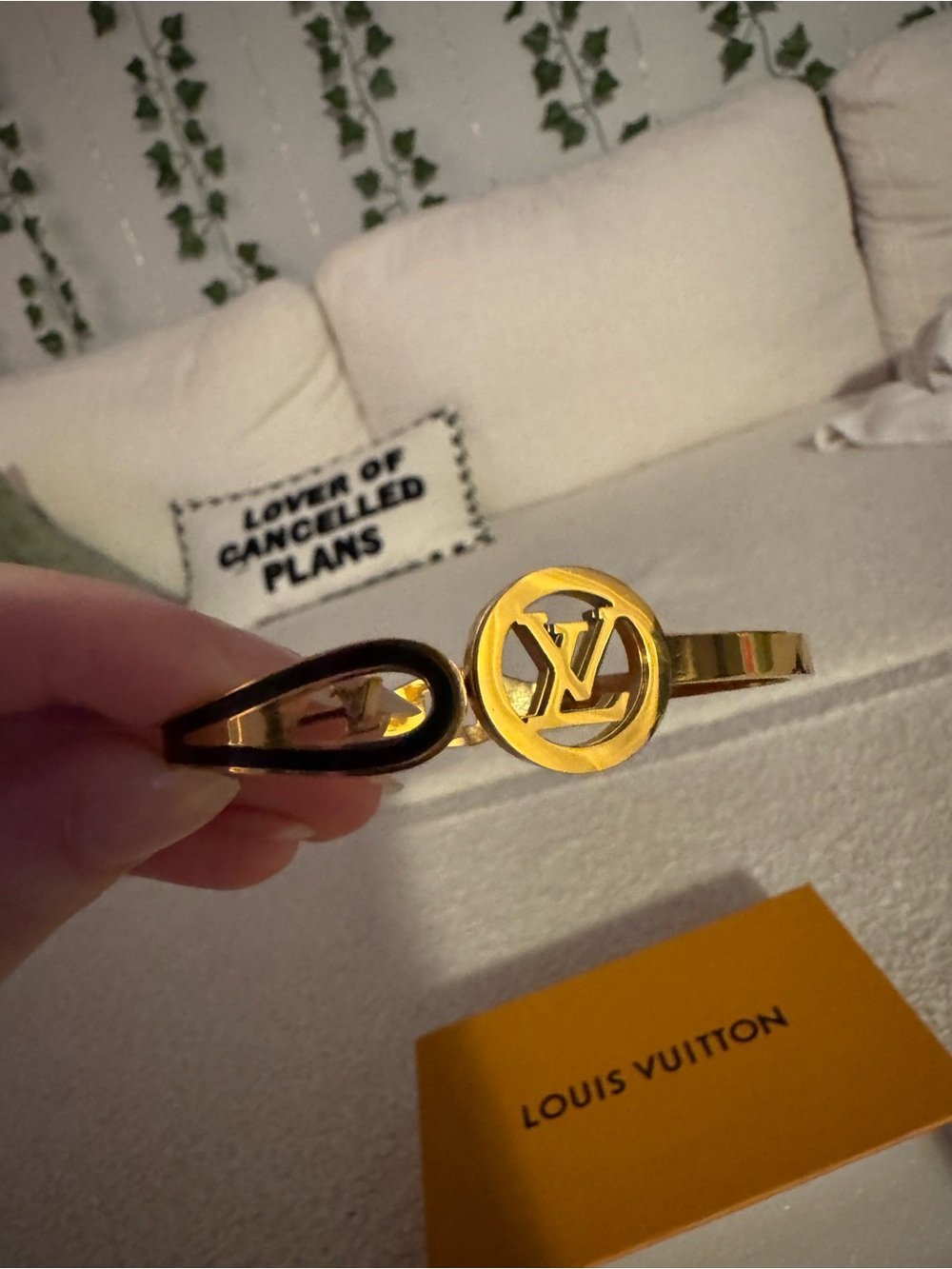 Louis Vuitton Gold and Black LV Circle Logo Bracelet